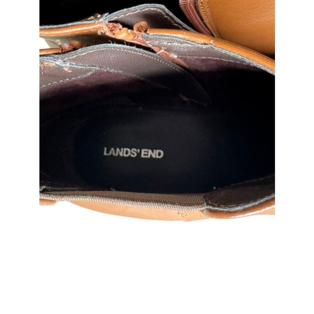 Lands’ End Women’s Cognac Brown Leather Chelsea Ankle Boots Size 7 - Picture 10 of 12